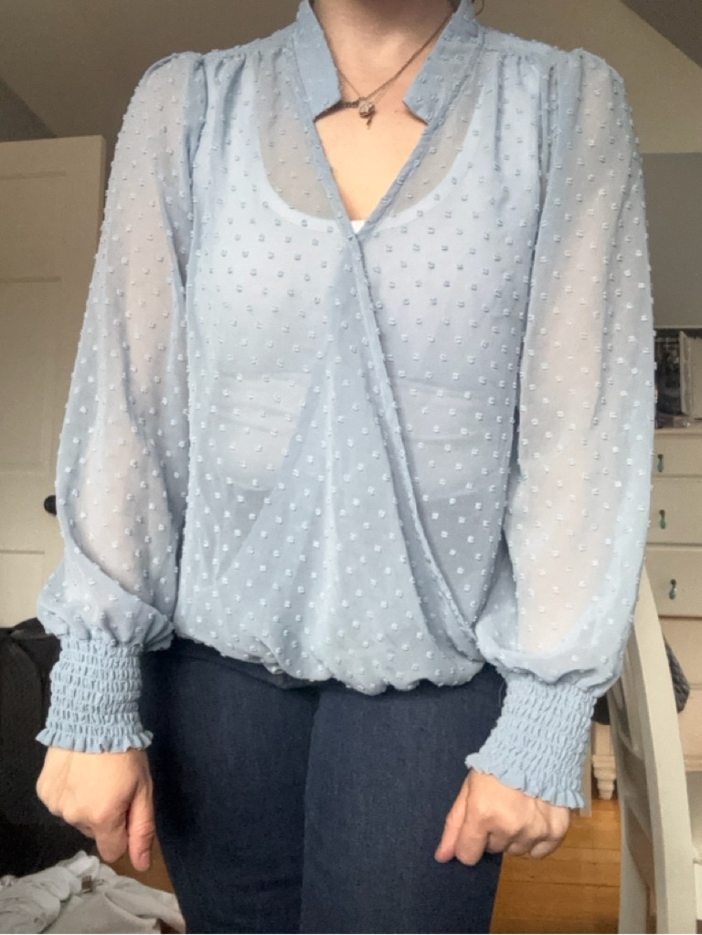 Light Blue Chiffon Swiss Dot Wrap